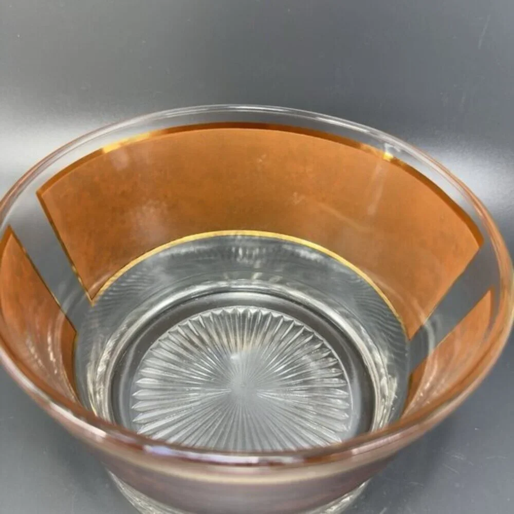 Culver Faux Tortoise Banded Ice Bucked Large Bowl‎ Dish Brown Barware Vintage